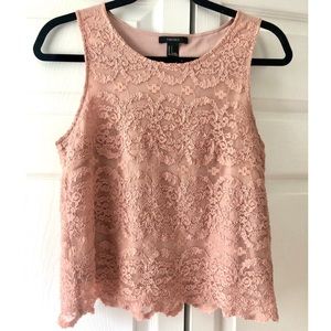 Forever 21 Pink Floral Embroidered Tank